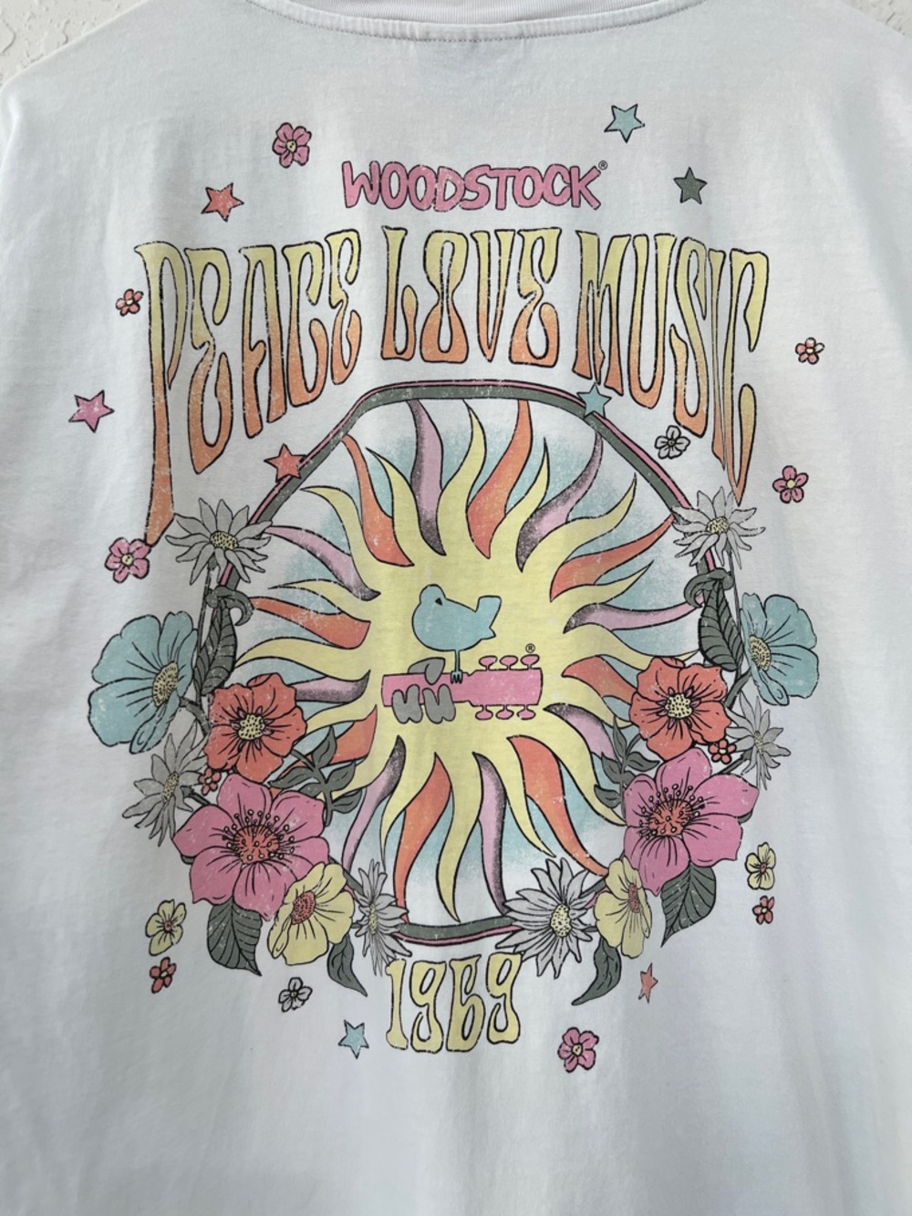 Woodstock Peace Love Music Graphic Tee Cotton On Oversized Style T-Shirt Medium - Picture 6 of 8